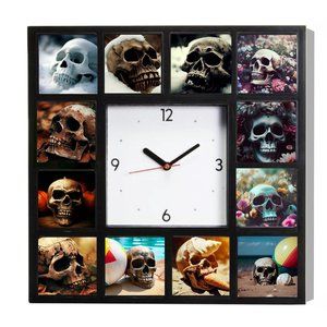 Skull Weird Scary Odd Haunted Goth Clock Fall Summer Winter Spring. LE